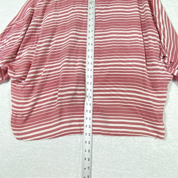 Express Boho Top Women's L Red White Stripe Tie Front V Neck Feminine Minimalist - Picture 12 of 12